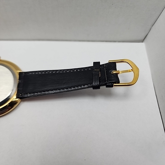 Womens Pierre Bernard Butterfly Watch Gold Glitter Black Leather New Battery